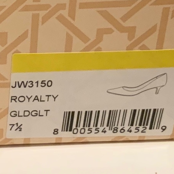 BADGLEY MISCHKA Royalty Gold Glitter Pointed Toe Kitten Heel Pumps Dress Shoes - Picture 7 of 7